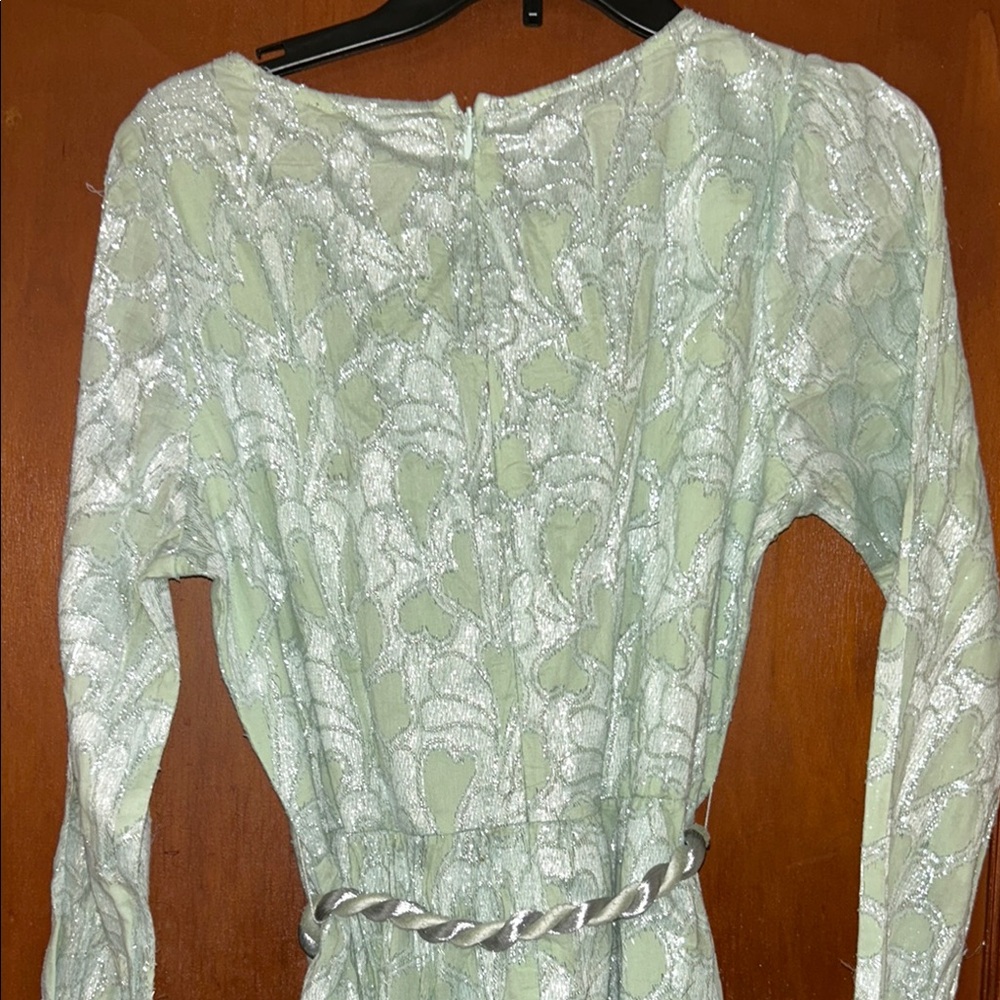 NWT Roller Rabbit Green & Silver Dress with belt - size Medium - Picture 9 of 9